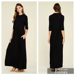 NWT annabelle Boutique Black maxi dress sz S minimalist business casual